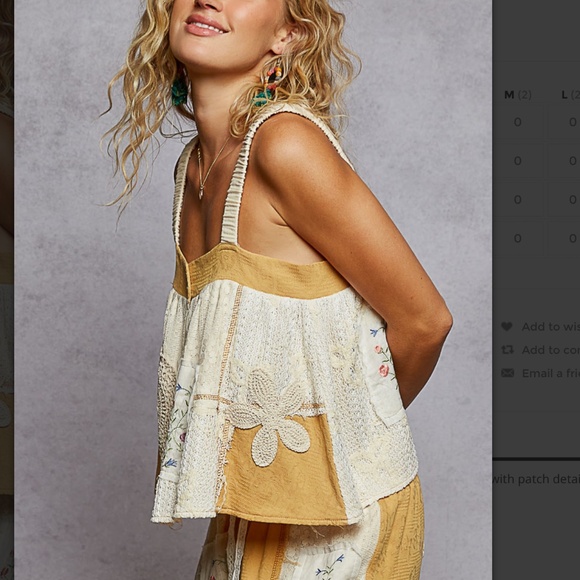 POL “ Helen “ POL Woven Tank Top with Patchwork Detail BR68 - Picture 3 of 5